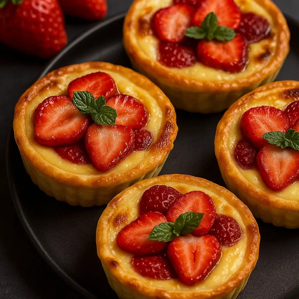 Strawberry Honey Custard Tarts