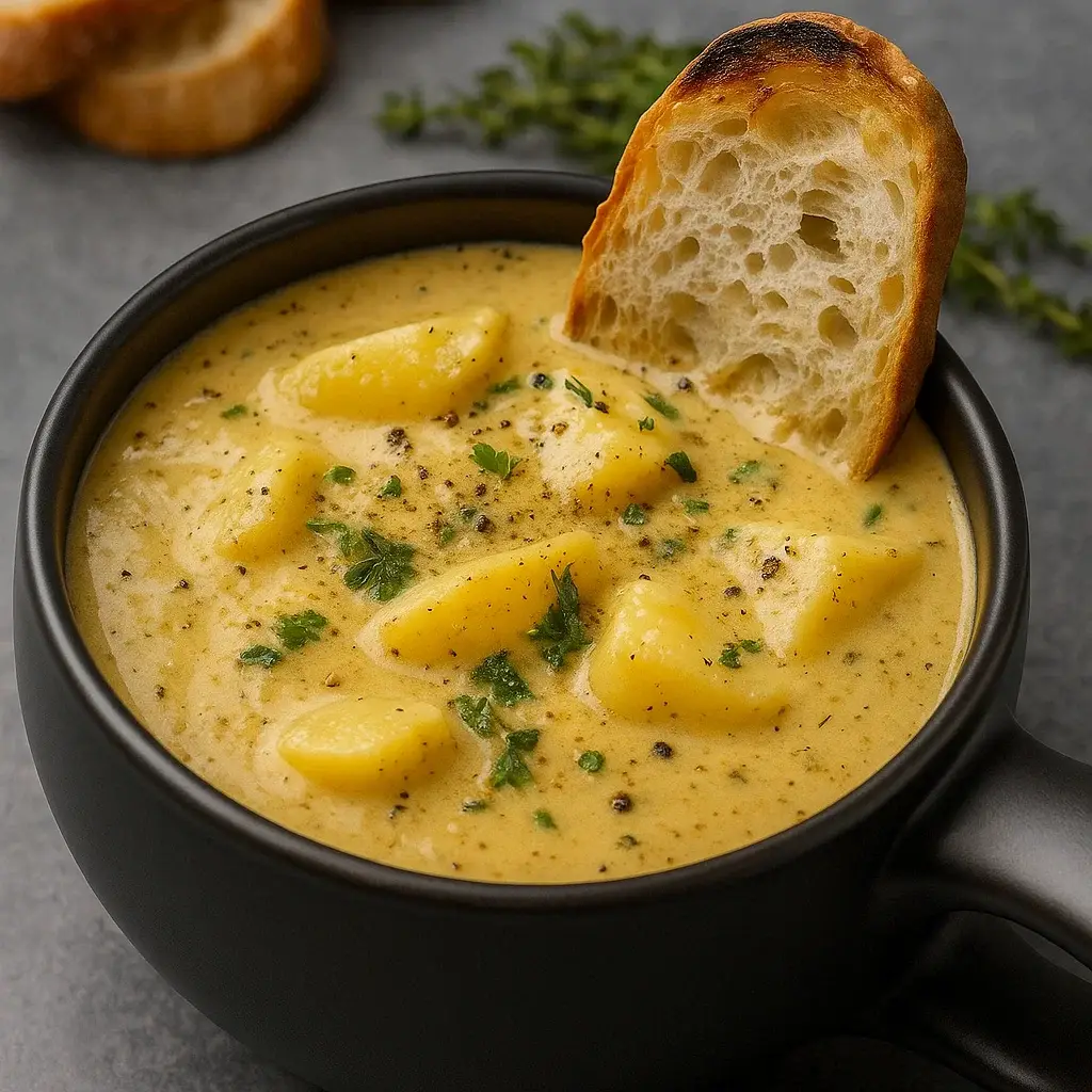 Hearty Cheddar Garlic Herb Potato Soup