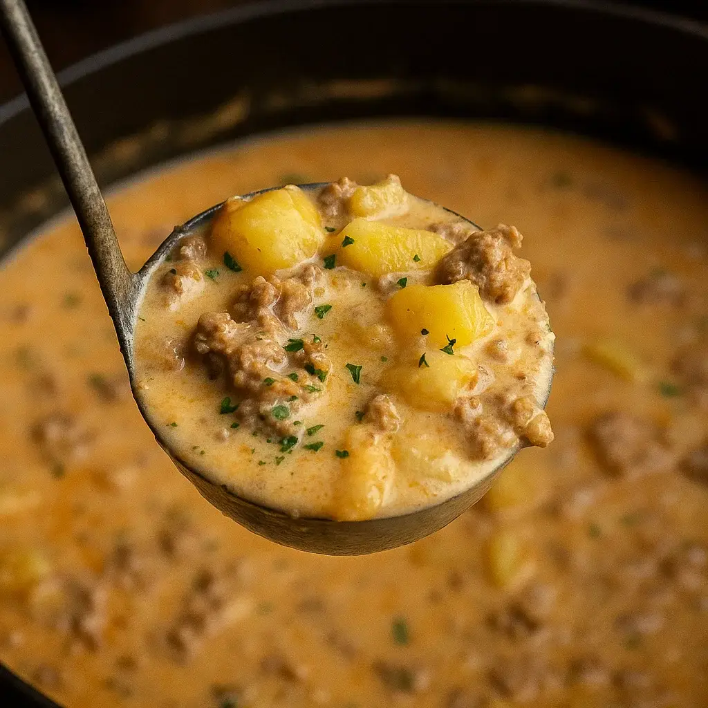 Cheesy Beef Potato Soup
