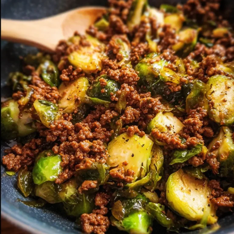 Ground Beef and Brussels Sprouts